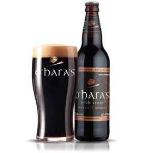 bottiglia e bicchiere oharas stout